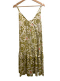 *Corey Lynn Calter Macie Surise Aloha Leaf Cotton Cami V-Neck Tiered Midi Dress, Size M