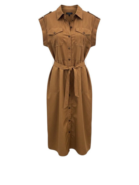 ^Rag & Bone Roxanne Cotton Poplin Cap Sleeve Tie Waist Button Front Utility Mini Shirt Dress, Size S