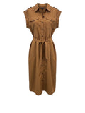 *Rag & Bone Roxanne Cotton Poplin Cap Sleeve Tie Waist Button Front Utility Mini Shirt Dress, Size S