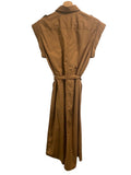*Rag & Bone Roxanne Cotton Poplin Cap Sleeve Tie Waist Button Front Utility Mini Shirt Dress, Size S