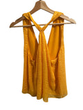 *FRAME Draped Crinkle Silk Sleeveless Halter Neck V-Back Top, Size L