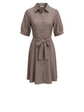 *A Shirt Thing Suzanne Cotton Stripe Short Sleeve Collared Button-Up Belted Midi Dress, Size P(XS)