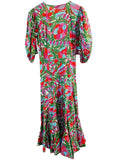 *Rhode Fiona Cotton Poplin Floral Puff Sleeve Surplice Tie Wrap Midi Dress, Size XS