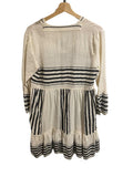 *Lemlem Eshe Cotton Wovem Stripe Bell Elbow Sleeve V-Neck Tiered Mini Dress, Size M