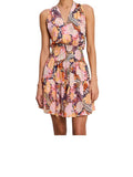 ^NWT A.L.C. Courtney Silk Floral Sleeveless Split Halter Neck Smocked Waist Mini Dress, Size 6