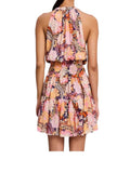 ^NWT A.L.C. Courtney Silk Floral Sleeveless Split Halter Neck Smocked Waist Mini Dress, Size 6