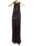 ^NWT Farm Rio Pleated Halter Dress Crepe Floral Sleeveless Tie Halter Neck Maxi Dress, Size S