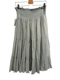 *THE GREAT. The Folk Cotton Voile Smocked Waist Pull-On Tiered Midi Skirt, Size TG1=S