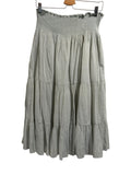 *THE GREAT. The Folk Cotton Voile Smocked Waist Pull-On Tiered Midi Skirt, Size TG1=S