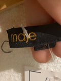 *Maje Mirsalinette Cotton Boucle Knit Contrast Trim Short Sleeve Cropped Cardigan, Size M2=M