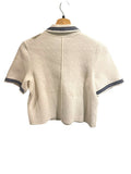 *Maje Mirsalinette Cotton Boucle Knit Contrast Trim Short Sleeve Cropped Cardigan, Size M2=M