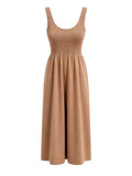 *XiRENA Florence Cotton Poplin Sleeveless Scoop Neck Smocked Bodice Midi Dress, Size S