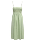 *AYR Garden Party Cotton Blend Seersucker Cami Square Neck Smocked Midi Dress, Size S