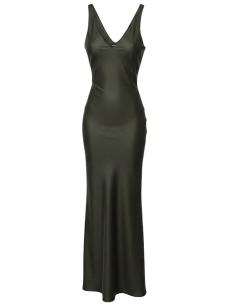 *Anine Bing Camille Silk Sleeveless Scoop Neck Bias Cut Maxi Dress, Size S