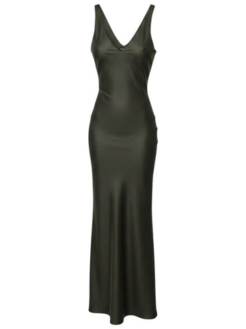 ^Anine Bing Camille Silk Sleeveless Scoop Neck Bias Cut Maxi Dress, Size S