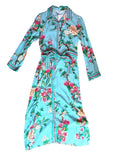 *Raishma Studio Enola Crepe Floral Long Sleeve Collared Button Up Belted Maxi Shirt Dress, Size 8