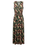 *MISA Los Angeles Annabelle Mosaic Tile Sleeveless Round Neck Button Front Maxi Dress, Size M