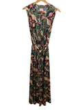*MISA Los Angeles Annabelle Mosaic Tile Sleeveless Round Neck Button Front Maxi Dress, Size M