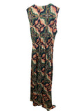 *MISA Los Angeles Annabelle Mosaic Tile Sleeveless Round Neck Button Front Maxi Dress, Size M