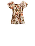 *Ulla Johnson Kiki Silk & Cotton Voile Floral Flutter Sleeve Square Neck Top, Size 8