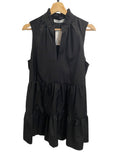 *NWT Amanda Uprichard Saffron Sleeveless Poplin Split Neck Tiered Swing Mini Dress, Size L
