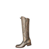 *Freebird Whisper Antiqued Metallic Leather Western Stitching Heeled Cowboy Boots, Size 7