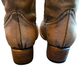 *Freebird Whisper Antiqued Metallic Leather Western Stitching Heeled Cowboy Boots, Size 7
