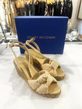 *Stuart Weitzman Playa Woven Knotted Vamp Ankle Strap Wedge Espadrille Sandals w/Box, Size 9.5