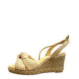 *Stuart Weitzman Playa Woven Knotted Vamp Ankle Strap Wedge Espadrille Sandals w/Box, Size 9.5