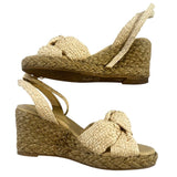 *Stuart Weitzman Playa Woven Knotted Vamp Ankle Strap Wedge Espadrille Sandals w/Box, Size 9.5