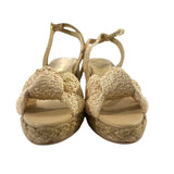 *Stuart Weitzman Playa Woven Knotted Vamp Ankle Strap Wedge Espadrille Sandals w/Box, Size 9.5