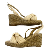 *Stuart Weitzman Playa Woven Knotted Vamp Ankle Strap Wedge Espadrille Sandals w/Box, Size 7.5