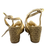 *Stuart Weitzman Playa Woven Knotted Vamp Ankle Strap Wedge Espadrille Sandals w/Box, Size 9.5