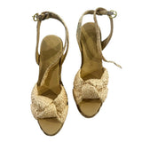 *Stuart Weitzman Playa Woven Knotted Vamp Ankle Strap Wedge Espadrille Sandals w/Box, Size 9.5