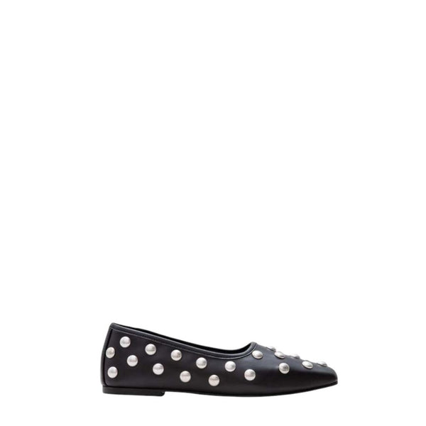 ^Freda Salvador Jessie Leather Silver Studded Square Toe Ballet Flats w/Dustbag, Size 9