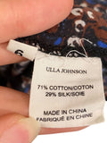*Ulla Johnson Asis Silk & Cotton Voile Batik Flutter Sleeve Tie Split Neck Tiered Midi Dress, Size 6