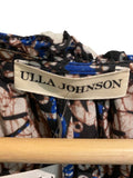 *Ulla Johnson Asis Silk & Cotton Voile Batik Flutter Sleeve Tie Split Neck Tiered Midi Dress, Size 6