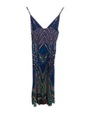 *Caballero Genevieve Bardot Boho Print Cami Surplice V-Neck Accordion Pleat Midi Dress, Size XS