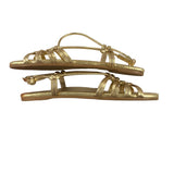 *Beek Livia Metallic Leather O-Ring Knotted Strappy Slingback Flat Sandals, Size 8