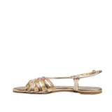 *Beek Livia Metallic Leather O-Ring Knotted Strappy Slingback Flat Sandals, Size 8