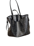 *MCM Reversible Medium Liz Visetos Coated Canvas & Leather Tote Bag w/ Pouch