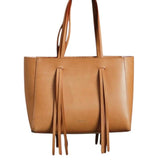 *Mansur Gavriel Fringe Calf Leather Zip Closure Satchel Tote Shoulder Bag