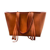*Mansur Gavriel Fringe Calf Leather Zip Closure Satchel Tote Shoulder Bag