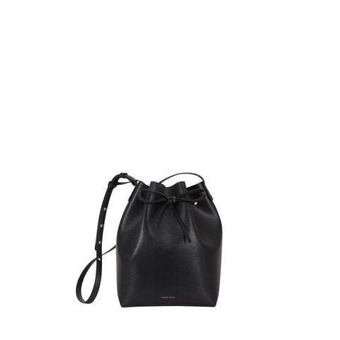 *Mansur Gavriel Large Bucket Bag Smooth Leather Drawstring Top Closure Crossbody Bag w/Pouch