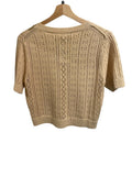 *Alex Mill Elle Pointelle Cotton & Hemp Knit Short Sleeve Round Neck Button-Up Cardigan Top, Size S