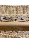 *Alex Mill Elle Pointelle Cotton & Hemp Knit Short Sleeve Round Neck Button-Up Cardigan Top, Size S
