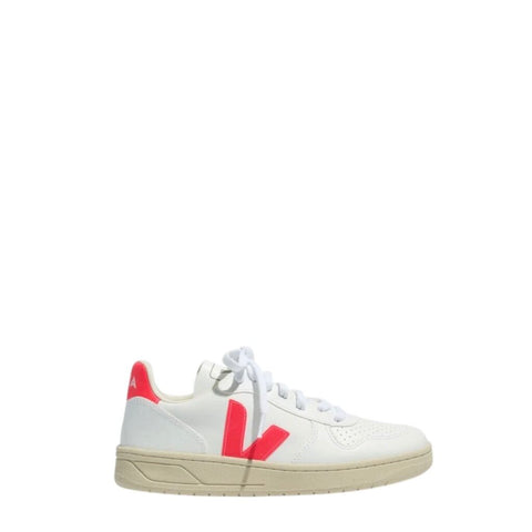 ^Veja V-10 Leather Perforated-Toe Lace-Up Low-Top Sneakers, Size 8.5