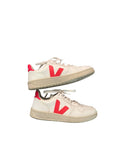 *Veja V-10 Leather Perforated-Toe Lace-Up Low-Top Sneakers, Size 8.5