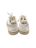 *Veja V-10 Leather Perforated-Toe Lace-Up Low-Top Sneakers, Size 8.5