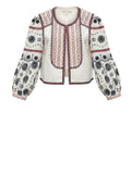*Veronica Beard Shilin Linen Eyelet Embroidered & Beaded Balloon Sleeve Cropped Jacket, Size M